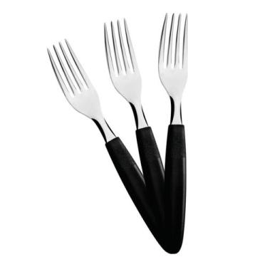 Imagem de KIT - 60 Garfos de Mesa Ipanema Lâmina em Aço Inox Cabo Preto GPTOP - 