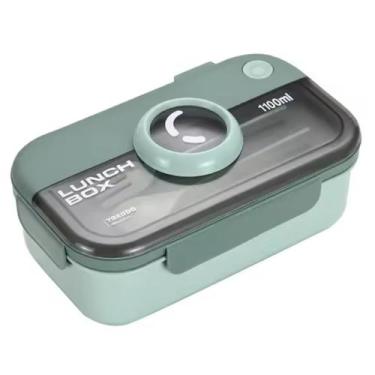 Imagem de Marmita Lunch Box Plástica Com Divisória Travas e Talheres 1100ml Esti