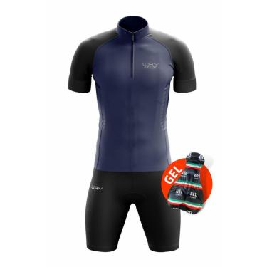 Imagem de Kit de Ciclismo Masculino Camisa Básica Com Bolsos E Bermuda Com Forro de Gel-Masculino