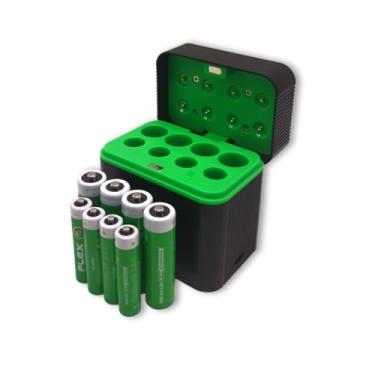 Imagem de Carregador de Pilhas AA AAA recarregáveis via cabo tipo C LED indicador de Carga Acompanha 4 Pilhas AA + 4 Pilhas AAA