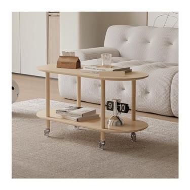Imagem de UWEREBFM mesas de canto mesa de centro sofá lateral de vários andares, mesa de centro móvel de 2 pisos, mesa lateral para sala de estar, carrinho de armazenamento doméstico para espaços pequenos