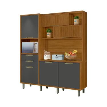 Imagem de Cozinha Compacta Imperatriz 100% MDF 6 portas 2 Gavetas Freijó e Grafite