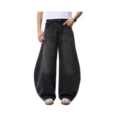 Imagem de Calças Jeans Masculinas Retro Cinza E Preto, Largas E Soltas, Estilo Y