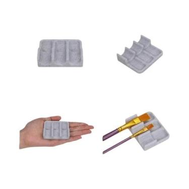 Imagem de Suporte De Plástico Branco Para Pincéis De Pintura Com Bandeja Coletor