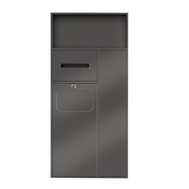 Imagem de Nicho de aço inoxidável embutido oculto, 4 em 1, sala de estar, chuveiro, banheiro, divisória integrada, lixeira, papel higiênico, xampu, artigos de higiene pessoal (cinza, 86 x 40 cm)