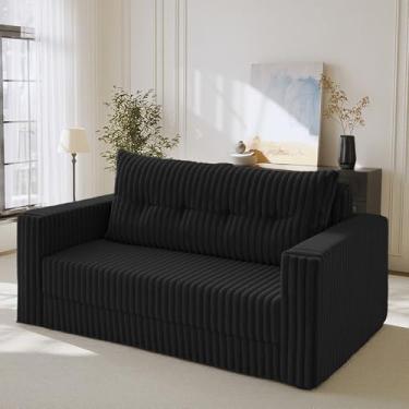 Imagem de HABUTWAY Sofá-cama dobrável, cadeira conversível 2 em 1 com travesseiro, cadeira dobrável portátil com apoio de braço, sofá confortável, sofá preguiçoso para sala de estar, quarto, dormitório