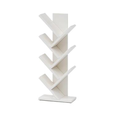 Imagem de Estante de livros de madeira maciça, prateleira de livros ilustrados de chão, prateleira de armazenamento de livros para sala de estar e quarto, estante de árvore de várias camadas simples moderna