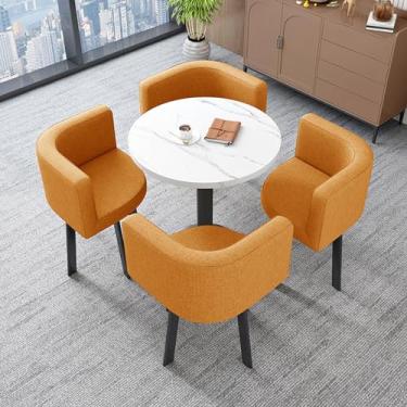 Imagem de Combinação de mesa e cadeira de clube de recepção de escritório, mesa de jantar e cadeira de café de negociação, mesa de sala de conferências, para escritório em casa, sala de jantar, sala de estar