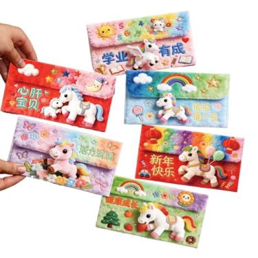 Imagem de Envelopes vermelhos de ano novo chinês de 2026, 6 envelopes vermelhos para o ano do cavalo, design do ano do cavalo com bordado 3D, pacotes de dinheiro festivos fofos para crianças adolescentes, 8,8 x
