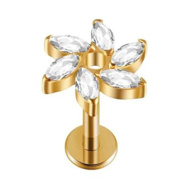 Imagem de Brinco De Titânio Com Zircônia Cúbica E Rosca Interna Para Labret, Tra