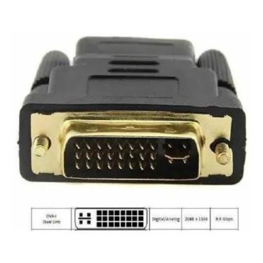 Imagem de Adaptador Conector Dvi Digital Macho 24+5 Para Hdmi Fêmea