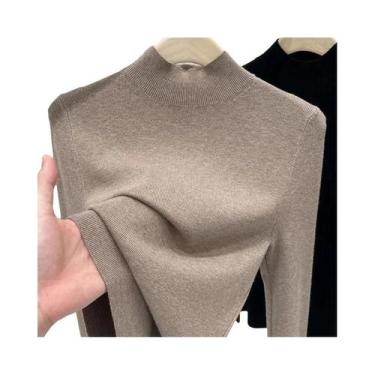 Imagem de Suéter Feminino Slim Fit Com Gola Alta AOSSVIAO Moda Outono Inverno Pu