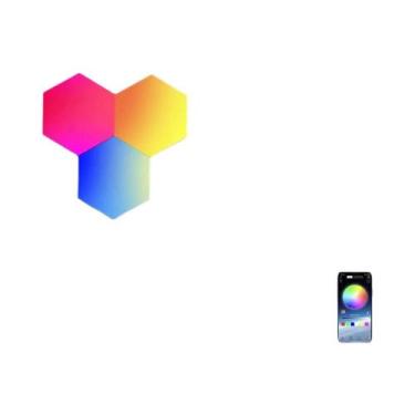 Imagem de Luminária De Parede Hexagonal RGB Com Mudança De Cor, Controle Por APP