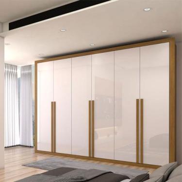 Imagem de Guarda-Roupa Casal Classic 6 Portas 6 Gavetas 100% Mdf Cinamomo/Off Wh