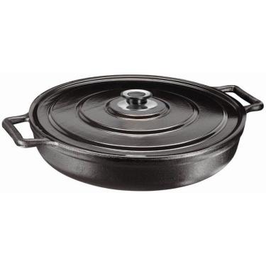 Imagem de Frigideira Paella 36cm Tampa Metálica Alça Ferro Panela Mineira