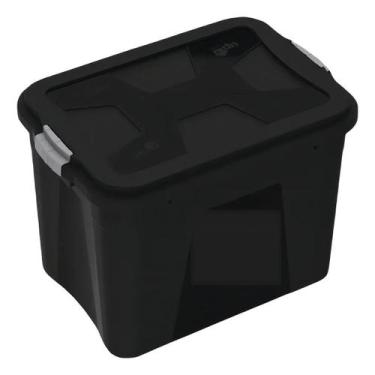 Imagem de Kit 6 Caixa Organizadora Multiuso Plástica 56 Litros Preta Organização
