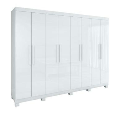 Imagem de Guarda-roupa Casal Easy Slim 8 Portas Com Pés Branco - MÓVEIS LOPAS