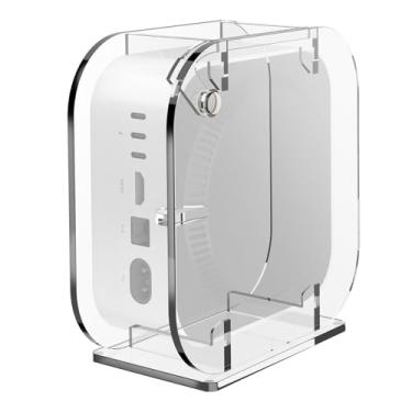 Imagem de CaSZLUTION Suporte de mesa vertical de acrílico para Mac mini 2024, suporte de mesa vertical compatível com Mac mini M4 / M4 Pro, economia de espaço, dissipação de calor, fácil acesso ao botão liga