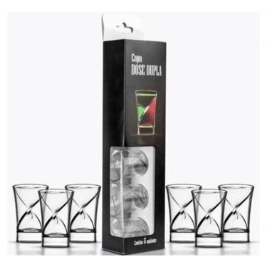 Imagem de Kit Copo Dose Dupla Bebida Shot Tequila para Festa 06 Unidades Transparente Higipack