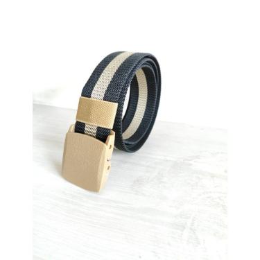 Imagem de Cinto Masculino OEM Largo de Nylon com Fivela em PVC Plástico Tamanho Único 120 cm Preto com Dourado Homem