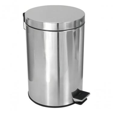 Imagem de Lixeira com Pedal 12L em Aço Inox com Balde Interno Removível e Fechamento Prático Inox