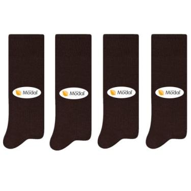 Imagem de 4 Pares De Meias Social Masculina Modal Selene 8350, 39-43, Marrom-esc