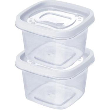 Imagem de Kit 2 Potes Clic Quadrado 500ML para Armazenar Alimentos Plástico BPA FREE Transparente...