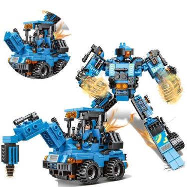 Imagem de Brinquedo Escavadeira Robô 424 Peças Blocos De Montar Educativo Presen