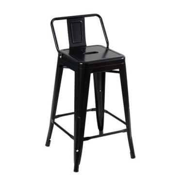 Imagem de Banqueta Laráz Iron Tolix média com encosto 61 cm - Preto - Laraz