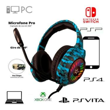 Imagem de Headset Gamer P2 Azul Celeste  Compatível com Celular, PC, PS4 e Noteb