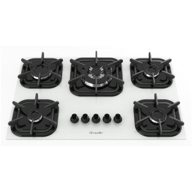 Imagem de Cooktop 5 bocas Mueller Tripla Chama Mesa Vidro Branco Bivolt, Branco,