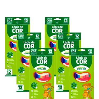 Imagem de Kit 6 Caixas Lápis de Cor 12 Cores Leo e Leo Sextavado Ponta Resistent