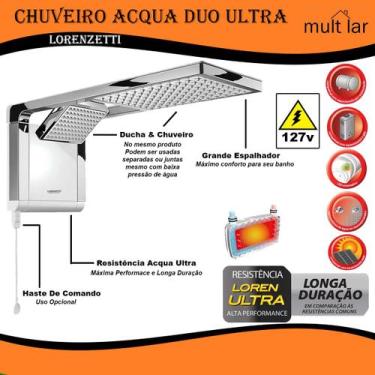 Imagem de Ducha 110v 5500w Lorenzetti Acqua Duo Branco e Cromado Mod. 7510103