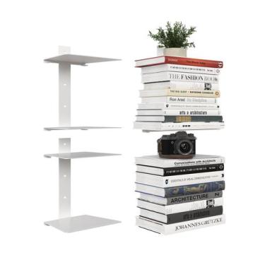 Imagem de Prateleiras de livros flutuantes Wawocs, 4 camadas de metal, 27 kg, br