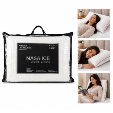 Imagem de Travesseiro Nasa Ice 60x40 Cervical Ortopédico Espuma Viscoelástica Altura 15cm Toque G...