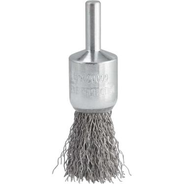 Imagem de Escova Pincel 19mm Aço Inox para Limpeza em Geral com Cerdas Onduladas 0,25mm Haste 6mm Vonder