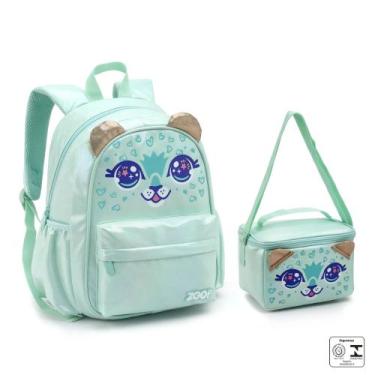 Imagem de Kit mochila e lancheira infantil zoop oncinha brilhante - seanite