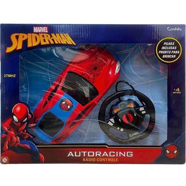 Imagem de Carrinho de Controle Remoto Spider-Man Auto-Racing 3 Funções com Volante Candide