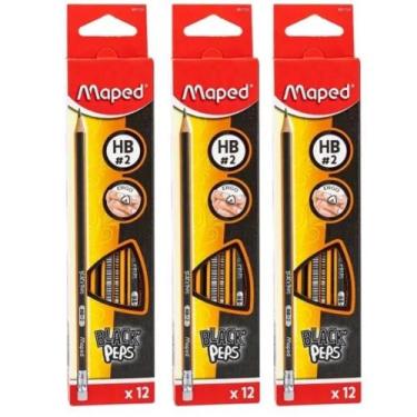 Imagem de Lapis Preto Triangular Com Borracha Modelo Black Peps Hb2 Maped, 36