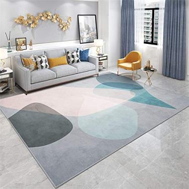Imagem de Tapete de área para sala de estar, macio, simples, geométrico, antiderrapante, estampado, lavável, quarto, sala de estudo, quarto das crianças, varanda, sofá, casaco, 80120 cm