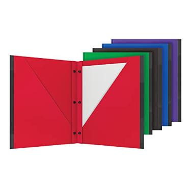 Imagem de Oxford Pasta de 2 bolsos pacote com 5, portfólios de plástico com fecho de pressão, bordas antirasgos, tamanho carta, vermelho, verde, preto, azul, roxo (89118)
