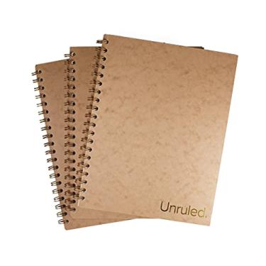 Imagem de Unruled Caderno espiral clássico em branco, papel liso premium de 27 kg, 70 folhas, reciclado e sustentável, 26,7 cm x 20,32 cm, pacote com 3, folha dourada/fio