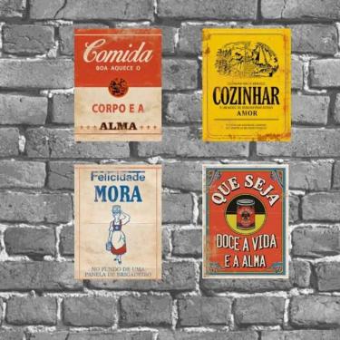 Imagem de Kit 4 Placas Cozinha Propagandas Antigas 18X27Cm