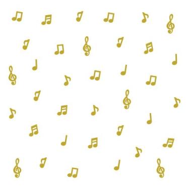 Imagem de Adesivo De Parede Notas Musicais Douradas 60Un Cobre 5M² - Quartinhos