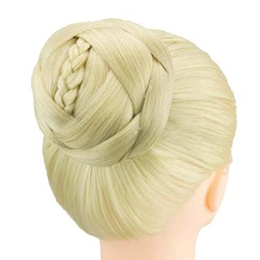 Imagem de IMISSU Cobertura de cabelo chignon trançado dançarina rosquinha peruca de cabelo scrunchie coque para mulheres (M3 Loira Suja)