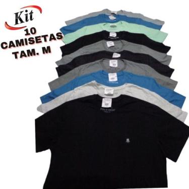 Imagem de Kit 10 Camisetas Masc. Básicas Tam. M Gola Redonda  - Polo Wear