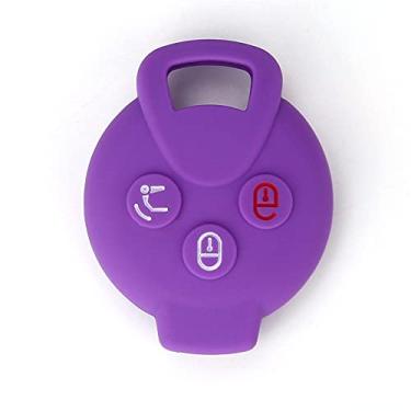 Imagem de CSHU Porta-chaves do carro capa porta-chaves Porta-chaves com anel, adequado para Mercedes Benz Smart City Coupe Cabrio Crossblade Fortwo Roadster K Forfour, roxo