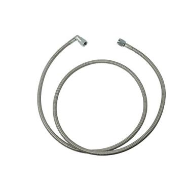 Imagem de Linha de alimentação de óleo de turbo trançado de aço Billet ICT 122 cm de comprimento – 4AN 90 graus de mangueira reta pressão final aço inoxidável sensor de turbocarregador remoto Teflon 4 AN 551867