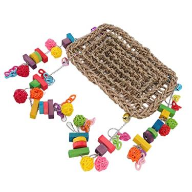 Imagem de Tapete de Balanço de Rede de Papagaio, Tapete de Balanço de Rede de Papagaio Tapete de Balanço de Rede de Escalada Com Brinquedos de Mastigação Coloridos para Periquito