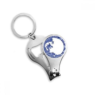 Imagem de Cultura Chinesa Azul Dragão Alicate de unha Chaveiro Abridor de Garrafas Cortador